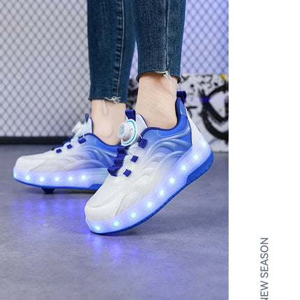Two Wheels Children's Led Light Roller Skate Shoes For Kids Boys Girls Glowing Sports Luminous Sneakers Skateboard USB Charging