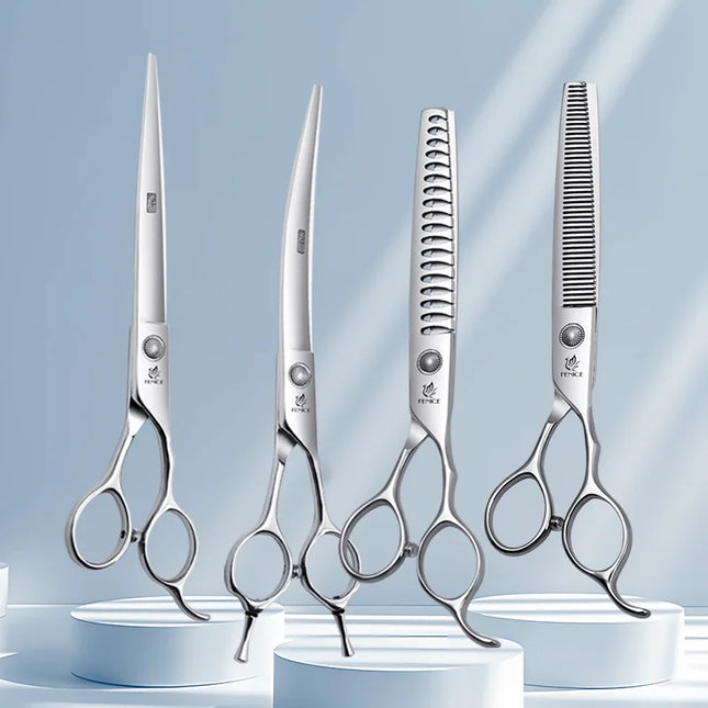 Fenice  Professional Home Pets Grooming Set 6//6.5/7/7.5 Inch Bearing Screw Straight Curved Thinning Chunker Shears for Dogs/Cat