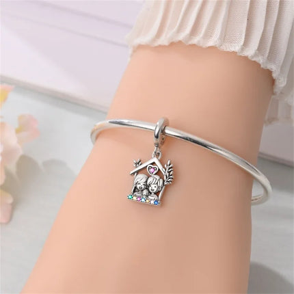 Original 925 Sterling Silver Charms Beads Cute Mushroom Unicorn Love Wings Pearl Charm for Bracelet Pendant Woman Girl Jewelry