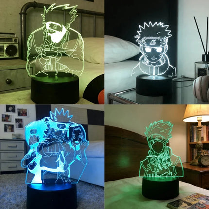 Anime Uzumaki Nar Ut O LED Night Light Toys Akatsuki Kakashi Hatake Kid Bedroom Nightlight Itachi Uchiha 3D Colors Lamp Decor