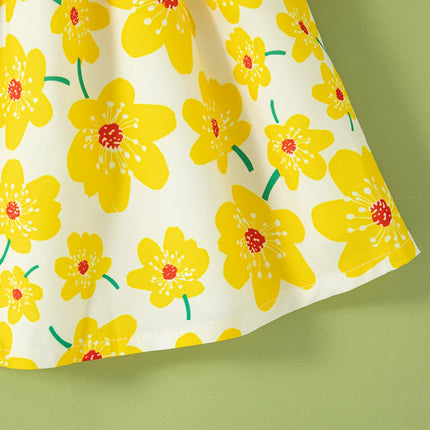 (0-2 Year Old Baby Girl Floral Dress) Summer New Sweet Bow Children'S Sleeveless Clothes With Free Hat For Beach Party