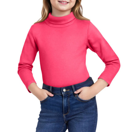 Girls Cute Tops High Neck Solid Long Sleeve Round Neck Pullover Party Birthday School Sweaters Fall/Winter Turtleneck Sweater