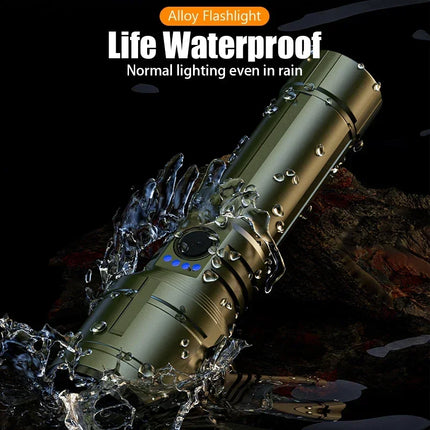 Flashlight Lighter & Power Bank Combo,Rechargeable,Zoomable Super Bright Beam,5 Modes Flashlight for Outdoor Camping Emergency