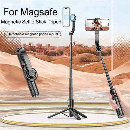Magnetic Extendable Selfie Stick Tripod Holder Stand with Bluetooth Wireless Remote for Magsafe IPhone Android Portable Mount