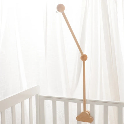 Baby Wooden Bed Bell Bracket Mobile Hanging Rattles Toy Hanger Cloud Shape Baby Crib Mobile Bed Bell Toy Holder Arm Bracket Gift