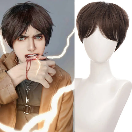 Short hair synthetic men's role-playing wig heat-resistant fireworks perm short curly hair natural black daily wig