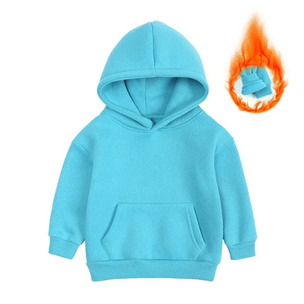 2026 Custom Winter Kids Boys Girls Clothes Children Hoodies Soild Cotton Thicken Fleece Sweatshirts Toddler Sport Pullover Top