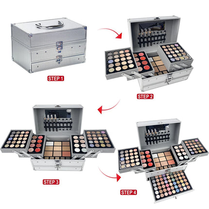 132 Color Makeup Gift Kit Full Set Box Face Powder Eyeshadow Palette Lipstick Concealer,Eyebrow Blush All In One Makeup Gift Set