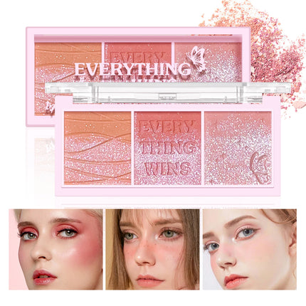 Secret Garden three-color blush eye shadow almond milk tea nude makeup natural color enhancement long-lasting powder