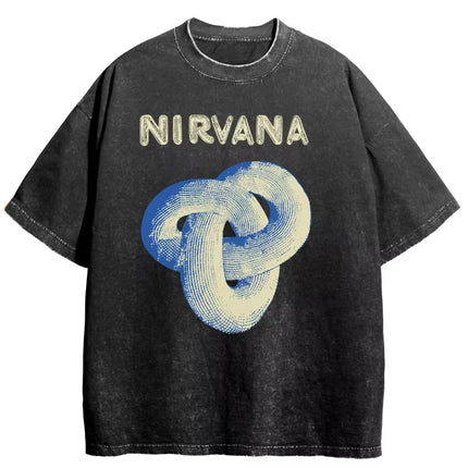 Nirvana rock band men's Retro cotton Washed Tee In Utero album man Women's oversized Y2K distressed T-shirt Casual Loose streetwear