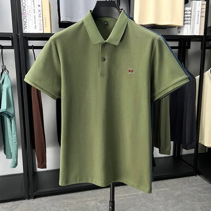 High-end brand 100% cotton short sleeve polo shirt men's summer new soft breathable lapel T-shirt fashion letter embossed top