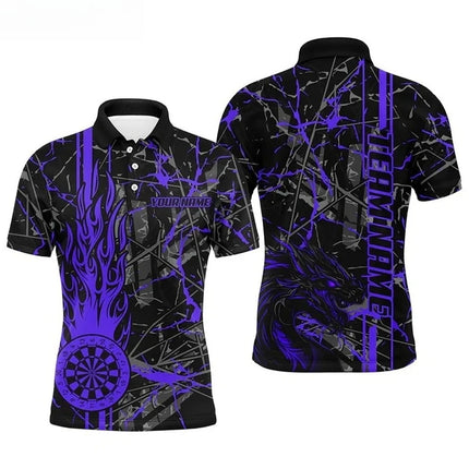 2026 Collar Button T-shirt 3D Dart Printed Men's Polo Shirt Fashionable Casual Sports Jersey Short Sleeved Dart Polo Shirt