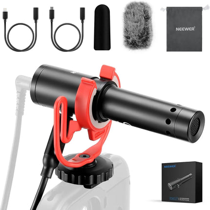 NEEWER KM17 USB C Microphone Noise Cancelling Plug & Play High Sensitivity Cardioid Vlog Interview Mic for iPhone Android DJI