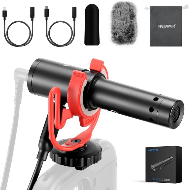 NEEWER KM17 USB C Microphone Noise Cancelling Plug & Play High Sensitivity Cardioid Vlog Interview Mic for iPhone Android DJI