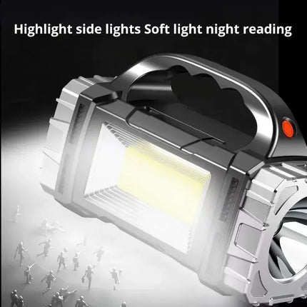 Powerful Handheld Flashlight USB Rechargeable Torch Super Bright Solar COB Floodlight Outdoor Portable Emergency Camping Lamp