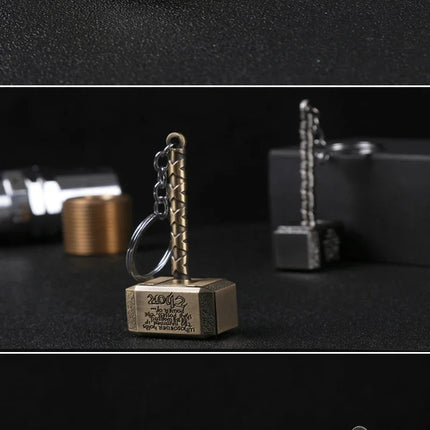 Creative Windproof USB Electric Rechargeable Lighter Thor Hammer Zinc Alloy Flameless Keychain Lighter Men's Smoking Gift