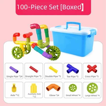 New DIY Water Pipe Building Blocks Assembly Design Plastic Construction Splicing Pipes Montessori Building Blocks Children