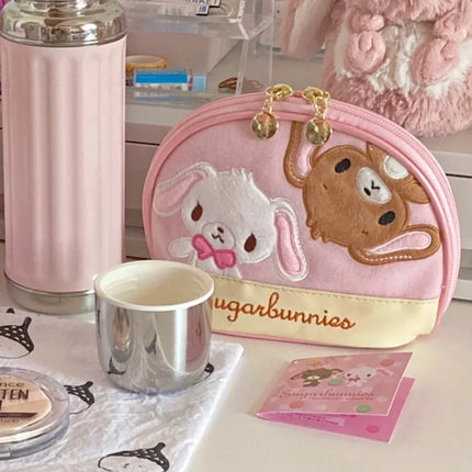 Japanese Style Sanrio Sugarbunnies Shell Shape Storage Bag Handheld Mini Makeup Bag Cute Zipper Coin Purse Girls Handbag Gift