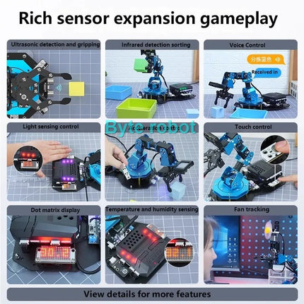 Smart Vision 6 Dof Robotic Arm XArm AI Graphical Scratch Robot Python Programming DIY Kit For Arduino Robot Arm Model Servo Claw