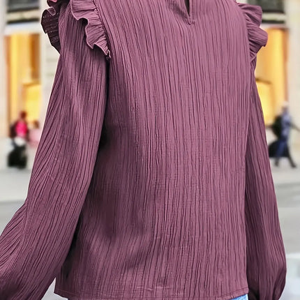 Burgundy Women's plus size solid color summer shirt Burgundy