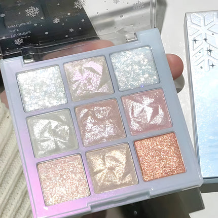 Christmas Snowflake 9-Color Eyeshadow Palette - Fine, Easy-To-Apply Powder With Sparkling Chameleon & Pearlescent Shades In Cora
