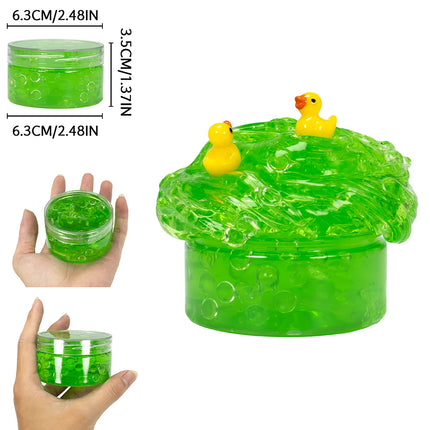 120ml Clear Beads Slime Kit with Duck Charms - Perfect Anti Stress Stretchy & Non-Sticky Crystal Slime Gift for Kids Teens