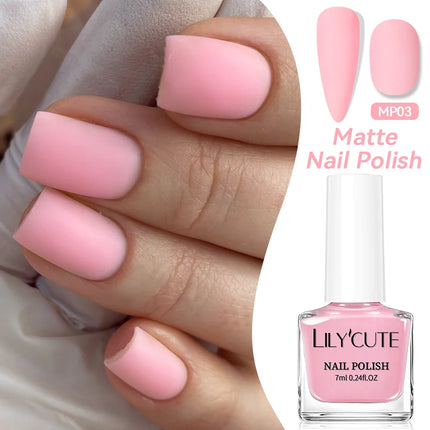 LILYCUTE 7ml Matte Nail Polish Velvet Effect Pearl Shell  Air Dry Nail Art Varnish No Need Lamp Manicure Glitter Nail Care Polis