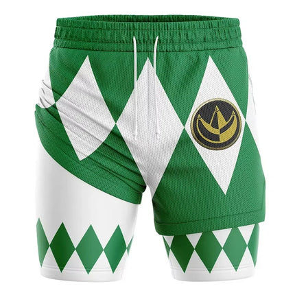Bandai Periphery Power Rangers Men's Double Layer 2-in-1 Performance Gym Shorts Summer Quick-dry Comfy Lightweight Beach Shorts