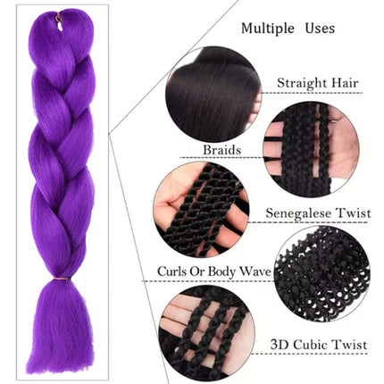 Synthetic 24Inch Purple Braiding Hair Extensions for Crochet Braids DIY Jumbo Ponytail Braid,Ru Mi Hairstyle,Multi-colored Hair