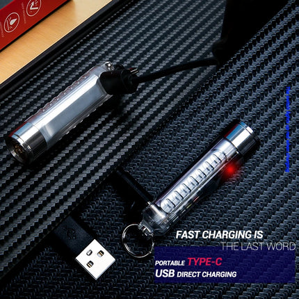 Portable Mini Keychain Flashlight Rechargeable Waterproof Torch Lamp with Magnet Multifunction Warning Camping Flashlight