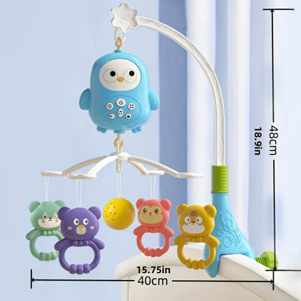 360° Musical Baby Crib Mobile Rotating Night Light Projection Bed Bell Toy Four Speed Timming Hanging Infant Newborn Bedside Gif