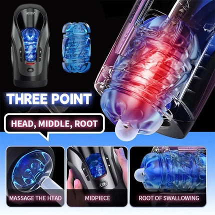 Leten Thrusting-Pro Automatic Telescopic 75MM Powerful Thrusting Vagina High Speed Intellegent Voice Masturbator Sex Toy for Men