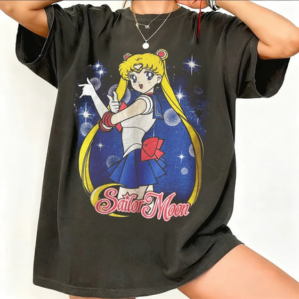 Sailor Moon Retro 90s Anime Graphic T Shirt Summer Cotton Men Women Tee Streetwear Casual Trend Short Sleeve Couple Hip Hop Top