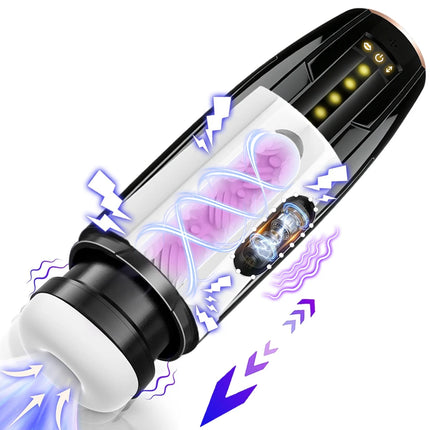 3 IN 1 Automatic Telescopic Sucking Male Masturbator Cup  Enlargement Penis Pump Vibrating Pussy Real Vagina Sex Toys for Men