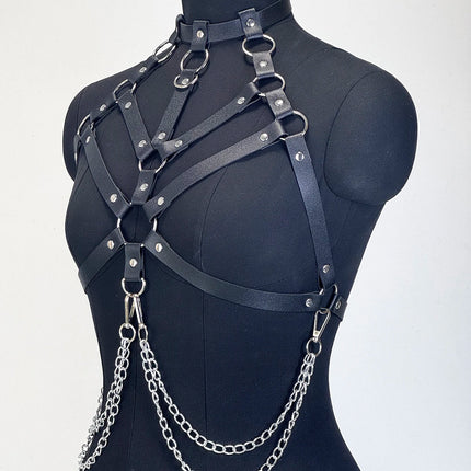 Fashion Chest Chain for Women Sexy PU Leather Body Harness Tassel Chain Bdsm Bondage Belts Clothing Exotic Accessories