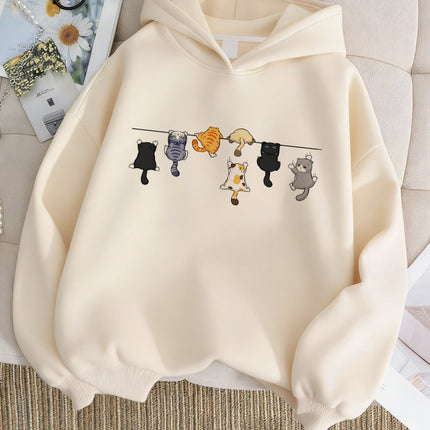 Climbing Cat Pattern Trendy Design Print Hooded Kids Design Children's Sweatshirt Cute Hoody Boys Girls Autumn Casual Hoodies