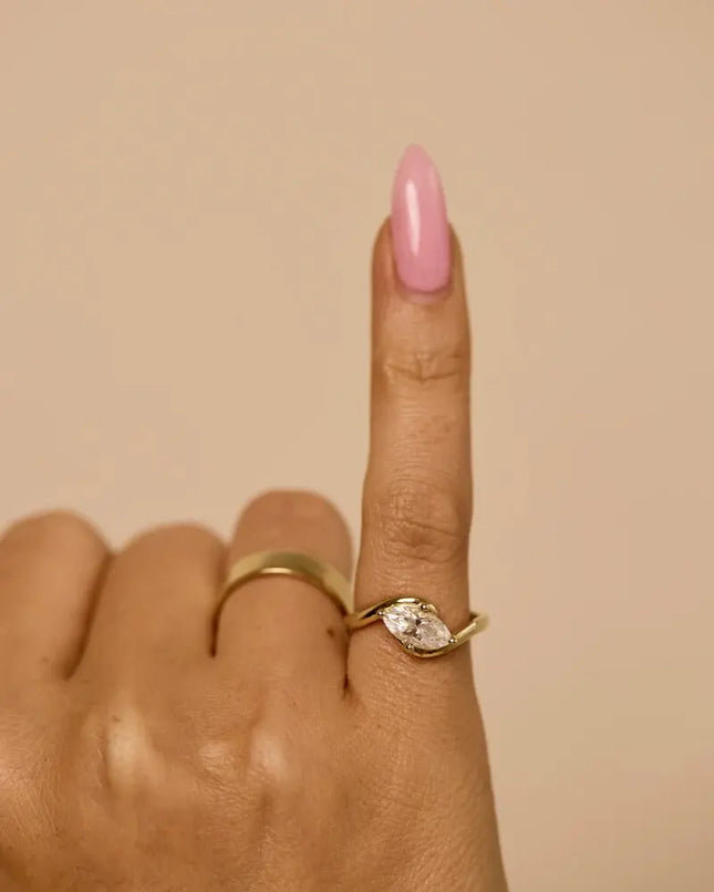 New Size 4 Cocktail Finger Rings for Women Bezel Setting Marquise Cubic Zirconia 18K Gold and Platinum Plated Color for Party