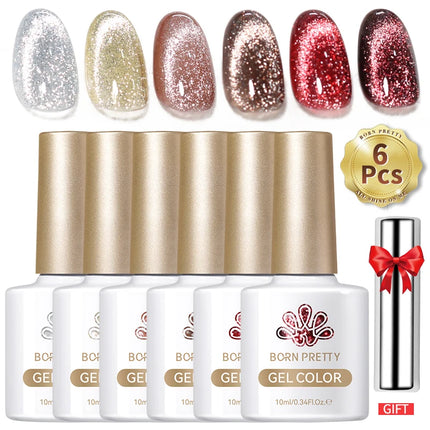 BORN PRETTY Cat Magnetic Moonlight Gel Nail Polish Set 10ml Sparking White Silver Water-light Soak Off UV Gel Nail Art Manicure