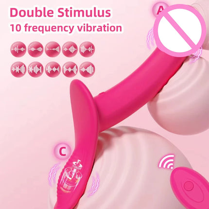 Strap-On Vibrating Dildo Adjustable Harness Vibrator with 10 Vibration Modes Wearable Harness Sex Toy for Female Couple Lesbians
