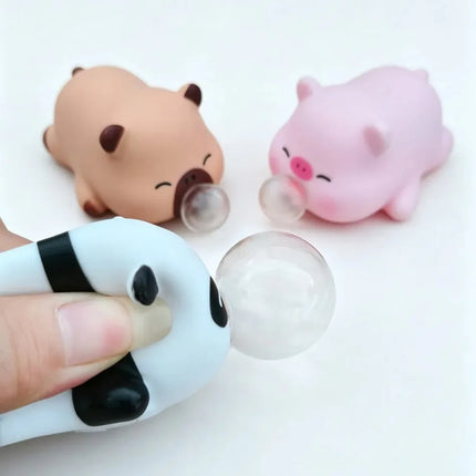 -Cute Animal Bubble Squeeze Toys, Panda & Pig Slow Rebound Squishies Office Gags and Stress Relief Viral Desk Gadgets for Pranks