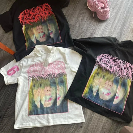 Vintage Sounds Collection Graphic T Shirts Goth Style Streetwear Harajuku Short Sleeve Y2k Tops Polo t shirt for men clothing