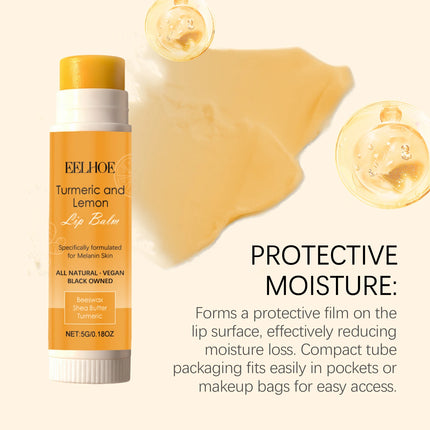 Turmeric Lemon Lip Balm Brightening Moisturizing Softens Lip Skin Protective Lip Care Cream for Dry Chapped Lips Daily Hydrating