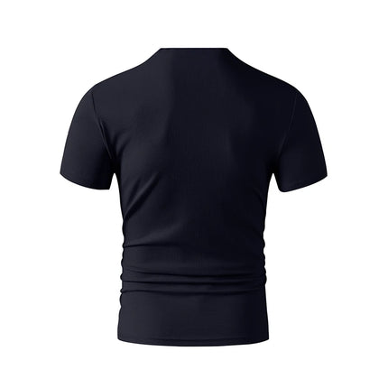 2025 New Men's Casual Fashion Simple V-neck Short-Sleeved T-shirt Summer Comfortable Breathable Versatile Top
