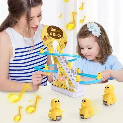 DIY- Electric Small Ducks Climbing Toys Ducks Chasing Race Track Game Set with Lights & Music Roller Coaster Toy for Kids Gift