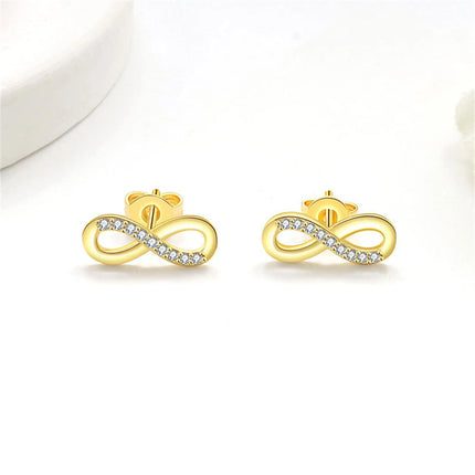 925 Sterling Silver Jewelry Set Inlaid Crystal Zircon Women's Mobius Loop Necklace Bracelet Earrings, Party Gift Jewelry