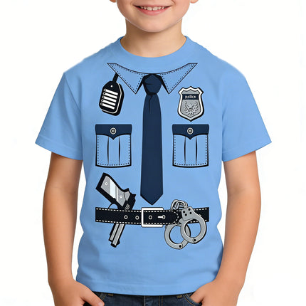 Police Cosplay 3D Print Design T-shirt for Boys & Girls | 2026 New 3D Technology Print | Casual Outing & Home Wear