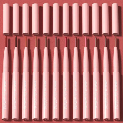 12 Colors Matte Lip Liner Set Long-Lasting Waterproof Lip Pencils with Precise Application Smooth Texture for Defined Lip Contou