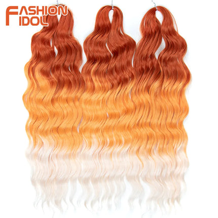 Anna 24 Inch Hair Synthetic Deep Wave Braiding Hair Extensions Braid Hair Ombre Rainbow Red Orange Twist Crochet Curly Hair