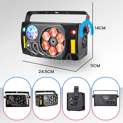 Dj Equipment 80W 6in1 Bee Eye Disco Party Lights DMX Beam Laser Strobe Gobo RGBW Sound Control Stage Effect Light For Christmas