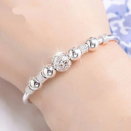 925 Sterling Silver Bracelet Double Layer Pearl Bracelet for Women Girl Vintage Luxury Design Bead Korean Jewelry Charm Bracelet